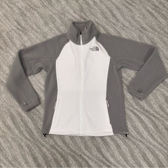The North Face Women’s Fleece Full Zip Gray And White Jacket Size M - Picture 1 of 5
